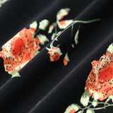 Ingeborg - Midi Kleid Schwarz mit Blumen