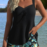 Angelika - Gestreifter Tankini mit Bikini-Unterteil