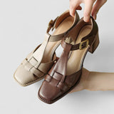 Gerlinde - Orthopädische T-Strap Blockabsatzsandalen