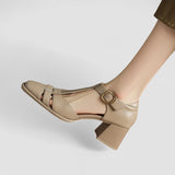 Gerlinde - Orthopädische T-Strap Blockabsatzsandalen