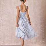 Irmtraud - Midikleid mit blauen Blumen