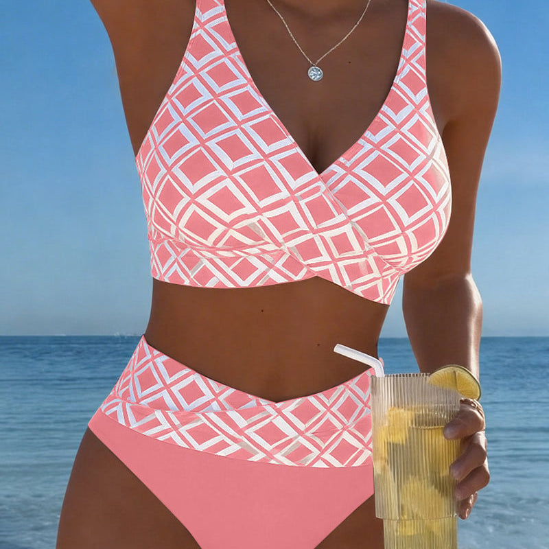 Johanna - Bikini Zweiteiler mit Ausschnitt-BH und Diamantmuster
