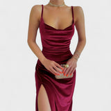 Irene - Samtkleid mit Schlitz