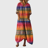 Britta - Maxikleid aus fließendem Stoff mit buntem Druck