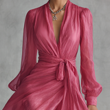 Antje - Chiffon Kleid in Rosé mit V-Ausschnitt