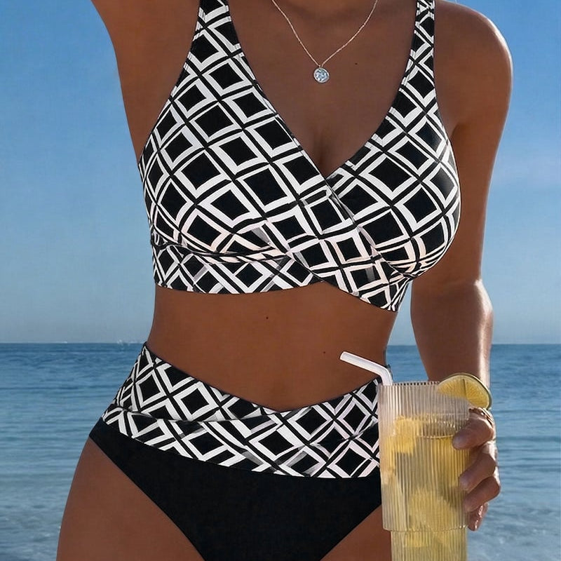 Johanna - Bikini Zweiteiler mit Ausschnitt-BH und Diamantmuster