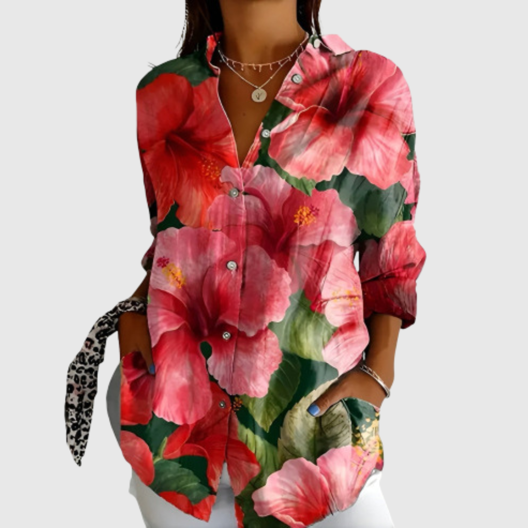 Alwine - Elegante Blumenbluse