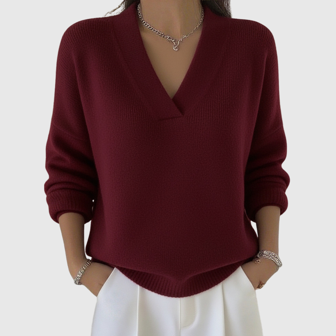 Frieda - Weicher V-Ausschnitt-Pullover in lässigem Schnitt