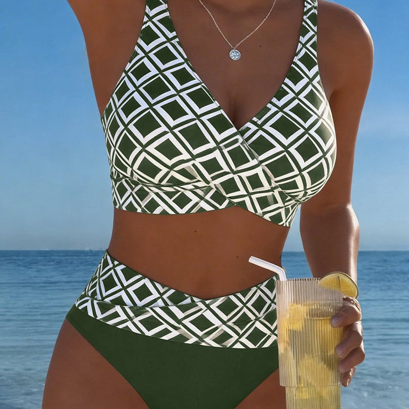 Johanna - Bikini Zweiteiler mit Ausschnitt-BH und Diamantmuster