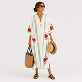 Ursula - Kaftan Weiß Rosen