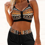 Annegret - Bikini mit geometrischem Muster und hohem elastischem Bund