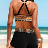 Annegret - Bikini mit geometrischem Muster und hohem elastischem Bund