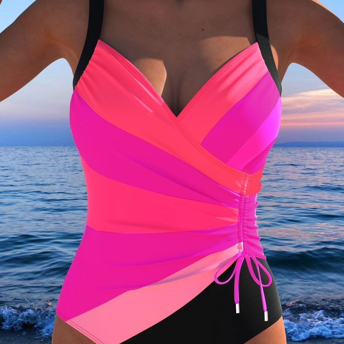 Amalie - Eleganter Badeanzug mit buntem Druck