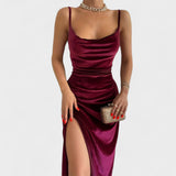 Irene - Samtkleid mit Schlitz