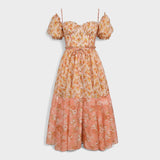 Edelgard - Korallenfarbene Blumenrobe