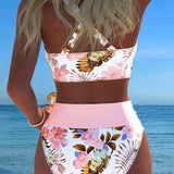 Irmgard - Bikini mit kontrastierendem Blumenmuster und Schlitz