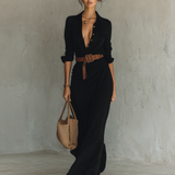 Christiane - Maxikleid mit Reverskragen und langen Ärmeln