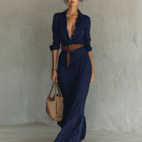 Christiane - Maxikleid mit Reverskragen und langen Ärmeln