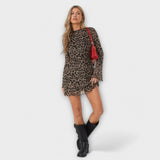 Ilona - Kleid aus Netzstoff mit Leopardenmuster