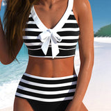 Inge - Hoch geschnittener gestreifter Bikini