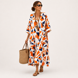 Adelheid - Kaftan Orange Geometrisch
