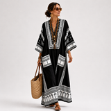Marlene - Kaftan Schwarz Bestickt