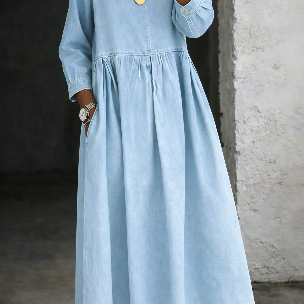 Bettina - Denim-Kleid mit Peter-Pan-Kragen