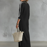 Gudrun - Maxikleid aus Sweat mit Knopfkraagen