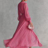 Antje - Chiffon Kleid in Rosé mit V-Ausschnitt
