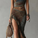 Anke - Asymmetrisches Maxikleid mit Muster