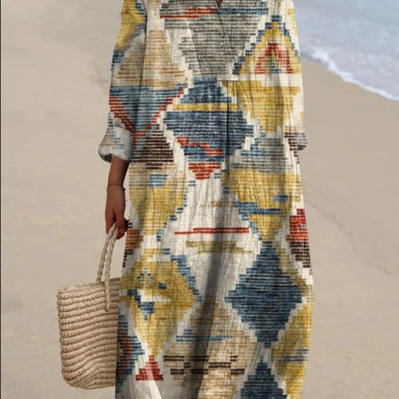 Wilma - Boho-inspirierte Robe mit ethnischen Drucken