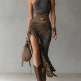 Anke - Asymmetrisches Maxikleid mit Muster