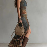 Anke - Asymmetrisches Maxikleid mit Muster