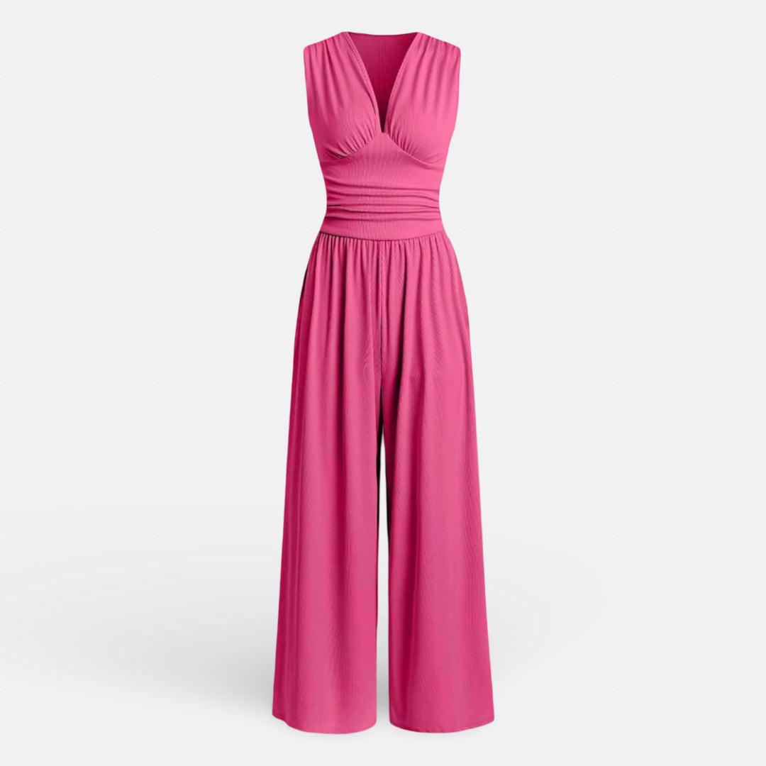 Adelheid - Elegante Ärmellose Kombination mit Weiten Beinen