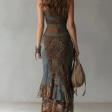 Anke - Asymmetrisches Maxikleid mit Muster