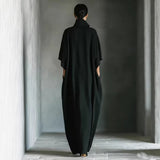 Heike - Lange Robe mit 3/4-Ärmeln und V-Ausschnitt