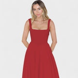 Elga - Midi Kleid mit quadratischem Ausschnitt
