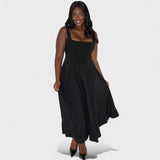 Elga - Midi Kleid mit quadratischem Ausschnitt