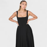 Elga - Midi Kleid mit quadratischem Ausschnitt