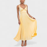 Ingrid - Maxikleid mit Faltenwurf in Gelb