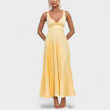 Ingrid - Maxikleid mit Faltenwurf in Gelb