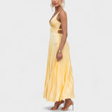 Ingrid - Maxikleid mit Faltenwurf in Gelb