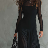 Herta - Schwarzes Maxikleid aus Tüll mit weitem Schnitt
