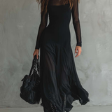 Herta - Schwarzes Maxikleid aus Tüll mit weitem Schnitt