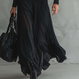 Herta - Schwarzes Maxikleid aus Tüll mit weitem Schnitt