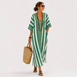 Elsbeth - Kaftan Grün Streifen