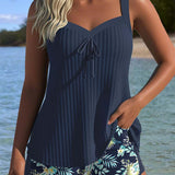 Angelika - Gestreifter Tankini mit Bikini-Unterteil