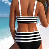 Inge - Hoch geschnittener gestreifter Bikini