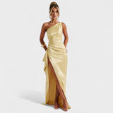 Ute - Asymmetrisches Satin-Kleid