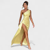 Ute - Asymmetrisches Satin-Kleid
